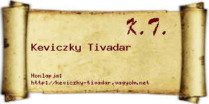 Keviczky Tivadar névjegykártya